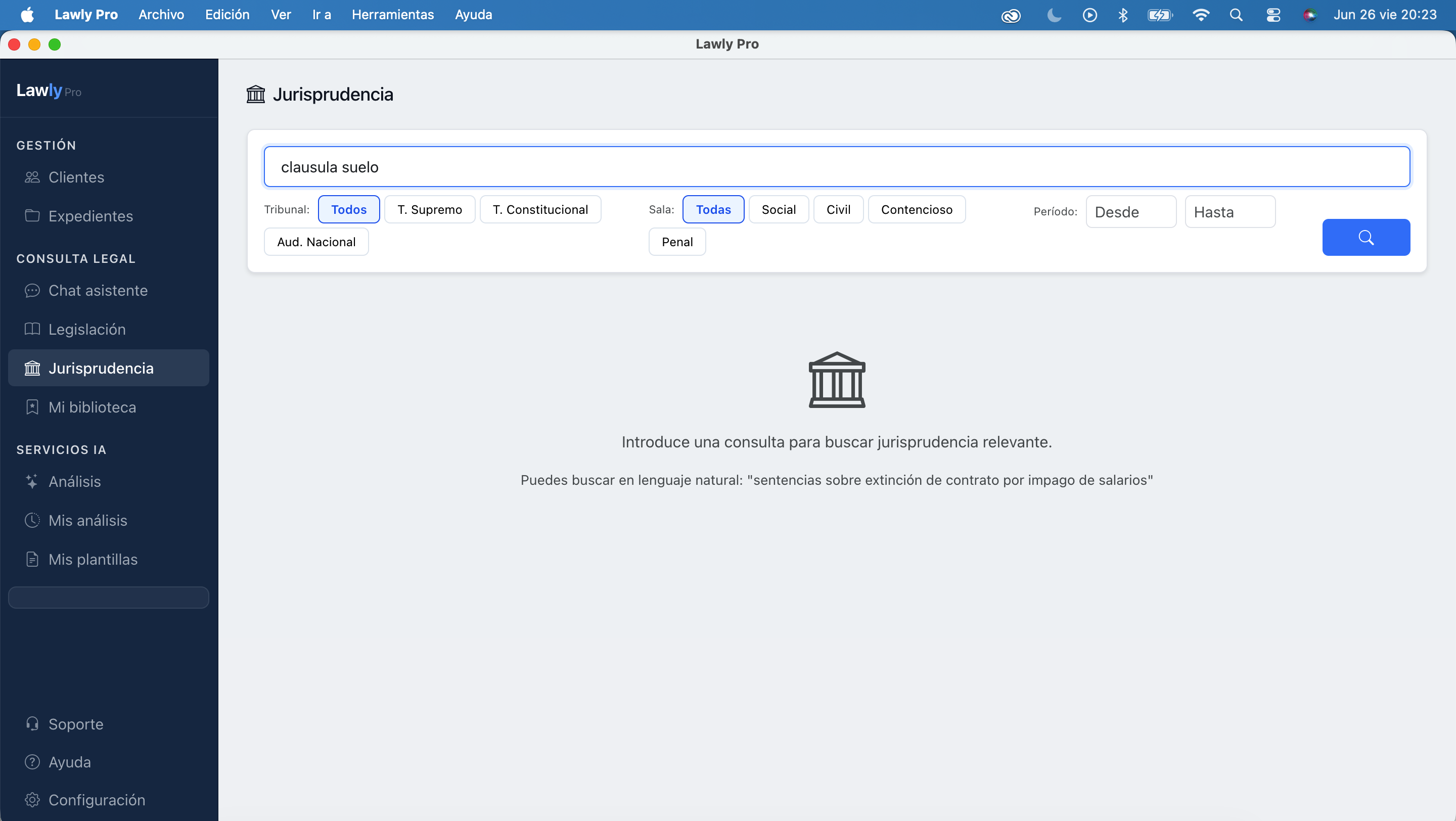 Búsqueda de jurisprudencia en Lawly Pro